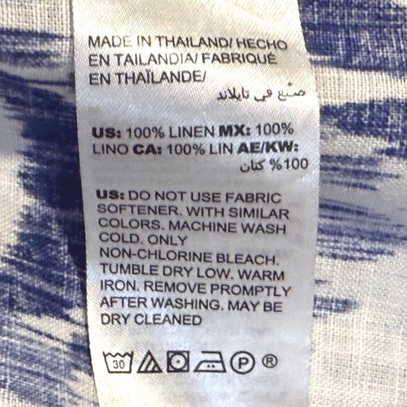 Chico's Womens No Iron Linen Ikat Print Button Down Shirt Blue White Size 3XL - Picture 11 of 14